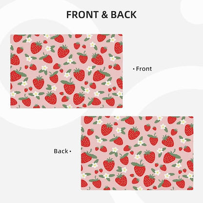 Fruit Linen Placemats Set of 6 Pink Strawberry Placemats for Indoor Outdoor Party Home Desktop Kitchen Dining Room Decor 12x18 Inch