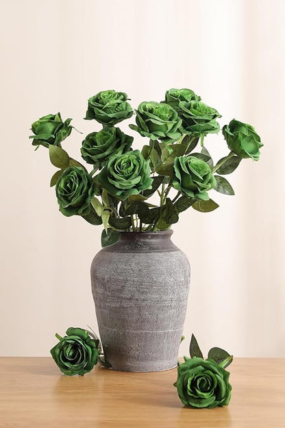 Luyue 10PCS Artificial Roses Flower with Stems Slik Fake Flowers Bouquet Realistic Long Stem Faux Rose for Valentines Day Wedding Home Decor