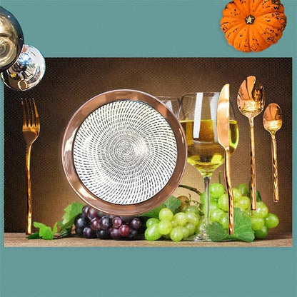 PVC Placemats Set of 4 Grape Red Wine Glass Wipeable Table Mats Washable Heat Resistant Non Slip Vinyl Dining Table Mat for Kithen Indoor Outdoor Patio Farmhouse Place Mats Decorative