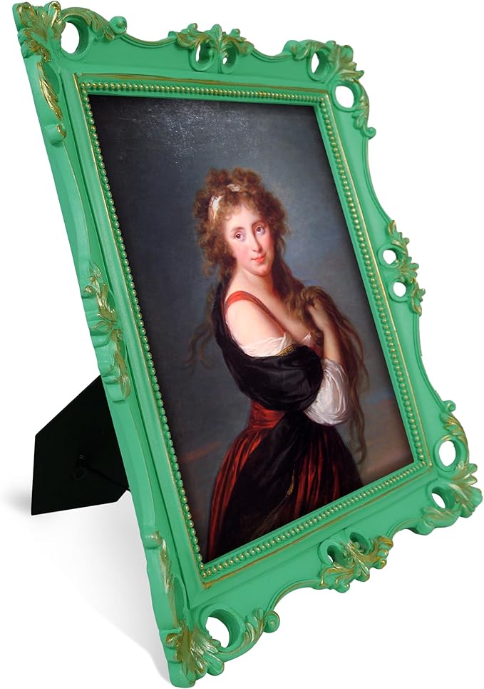 SIMON'S SHOP 8x10 Picture Frame Antique Frame 8x10 Vintage Photo Frames 10 x 8 in Light Green with Gold Trim, Wall and Tabletop Picture Frames