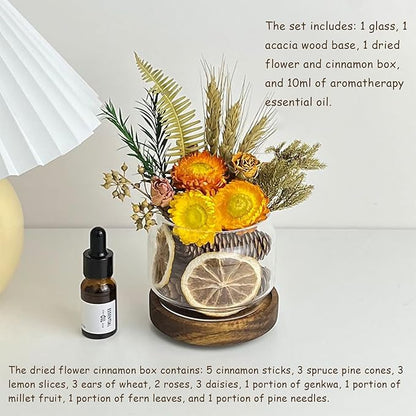DIY Dried Flower Aromatherapy Kit with Natural Plant Essential Oils, Naturally Dried Flowers and Herbs Ornaments for DIY Flower Craft, Vintage Holiday Decor, Christmas (#E)