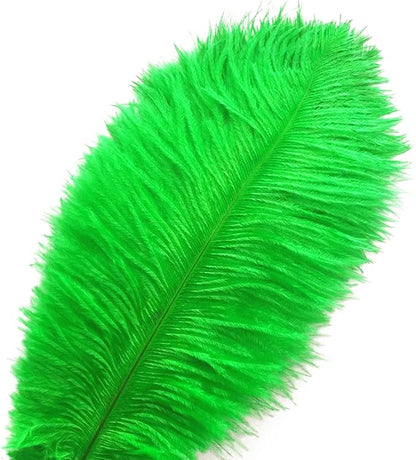 Piokio 10 pcs Natural Green Ostrich Feathers 14-16 inch(35-40 cm) Bulk for Wedding Party Decoration Gatsby Decorations