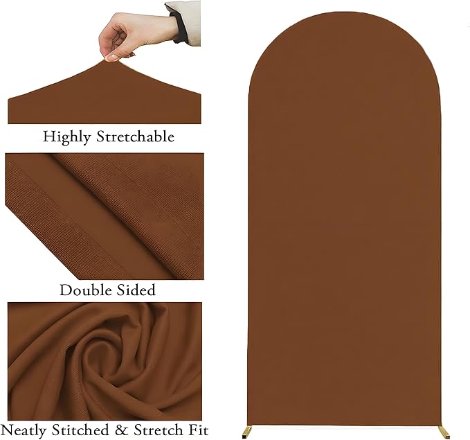 7.2FT Brown Wedding Arch Cover, Brown 7.2FT Arch Backdrop Cover,Chiara Covers for Wedding Birthday Party Celebration Decor