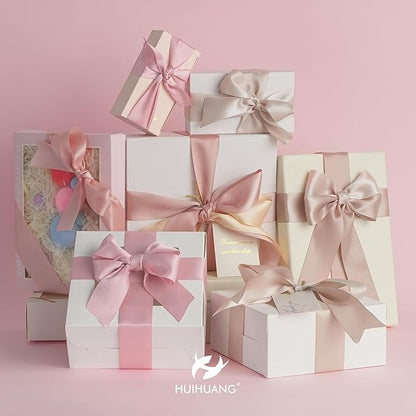 HUIHUANG Rose Pink Ribbon 1-1/2" Dusty Rose/Rose Gold/Rose Pink/Rosy Mauve/Vanilla/Peach Satin Ribbons for Wedding Flower Bouquet Bows Bridal Gift Wrap and Crafts- 6 Rolls, Total 30 Yards