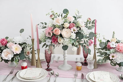 YYHUAWU Artificial Flowers Combo Set Fake Flower Leaf Box with Stems for DIY Wedding Bouquets Centerpieces Arrangements Baby Shower Party Home Decorations