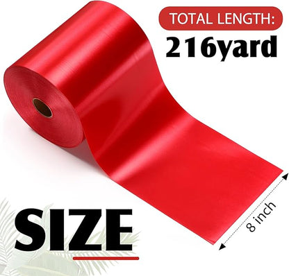 Syhood Outdoor Leaf Ribbon Floral Satin Ribbon for Crafts Aspidistra Waterproof Holiday Outdoor Decoration(8 Inch X 216 Yards,Red)