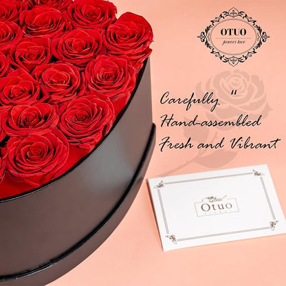 27 Preserved Roses in Heart-Shaped Box, Flowers for Delivery Prime Last up 2 Years, Real Forever Flowers for Wife, Girlfriend, Mother, Eternal Roses for Anniversary - Red