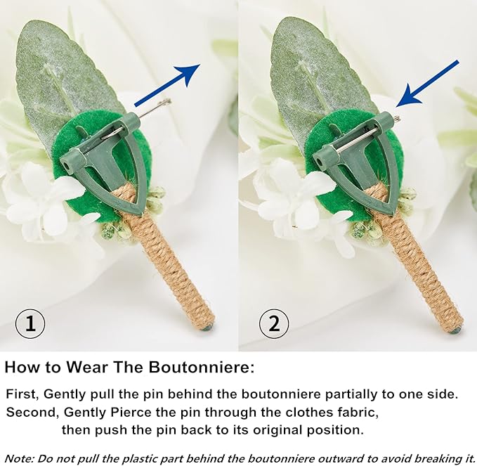 Meldel White Corsage and Boutonniere Set, Ivory Boutonniere, Prom Flower Wrist Corsage Bracelets, Homecoming Corsage Wristlet, Men Boutonniere for Wedding Flowers Accessories Prom Suit Decorations