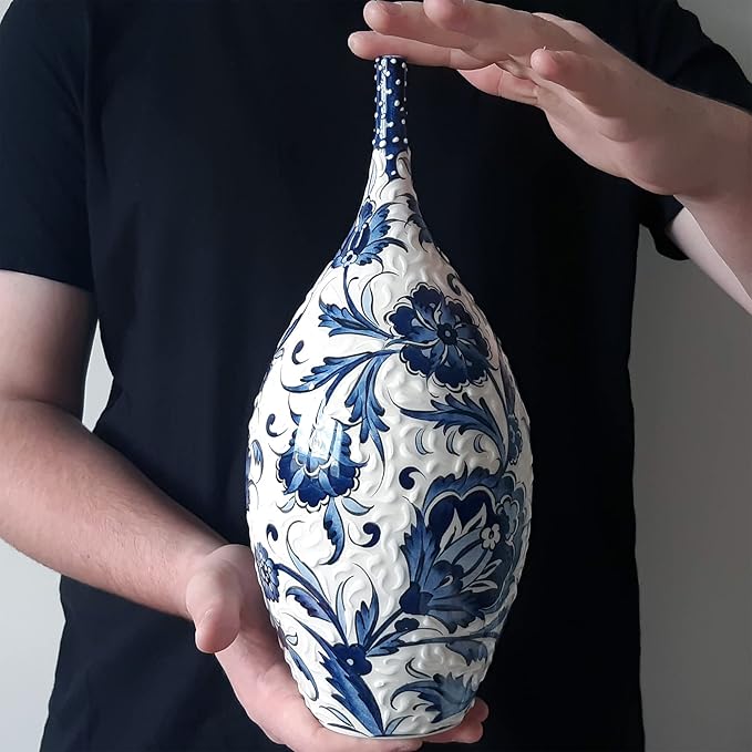 Handmade Ceramic Teardrop Vase, 12 inches