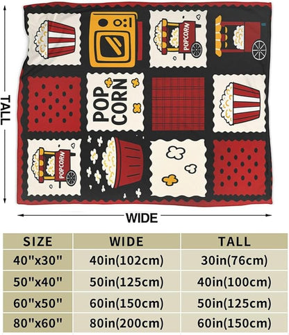 Popcorn Blanket Movie Theater Throw Blanket Cinema Soft Cozy Fleece Fuzzy Stuffed Plush Flannel Gifts for Girls Women Boys Kids Adults 40''x50''