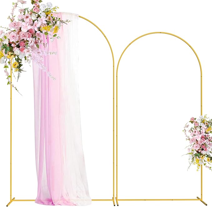 Fomcet Metal Arch Backdrop Stand 7.2FT & 6.6FT Set of 2 Gold Wedding Arch Stand Backdrop Frame for Birthday Party Baby Shower Graduation Ceremony Decoration