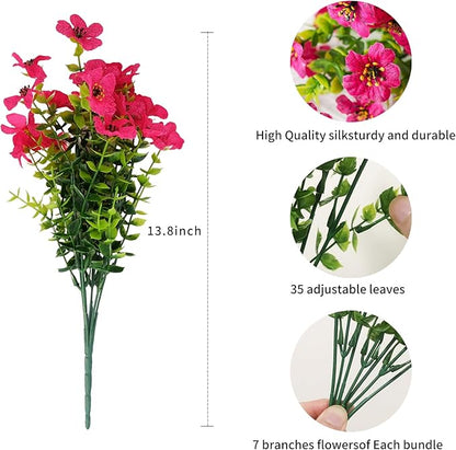 Artificial Fake Plants Flowers for Outdoor Outside Summer Decoration,16 Bundles No Fade UV Resistant Realistic Plastic Faux Silk Fake Daisy Plants for Outside Garden Home Planter Porch Patio Yard