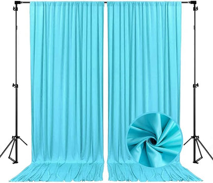 10 x 10 Feet Sky Blue Backdrop Curtain for Partie, Background Curtains for Photoshoot, Birthday, Wedding, Halloween, Thanksgiving, Christmas, New Year Party Decorations 5Ft x 10Ft, 2 Panels