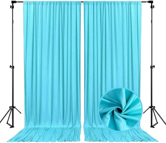 10 x 10 Feet Sky Blue Backdrop Curtain for Partie, Background Curtains for Photoshoot, Birthday, Wedding, Halloween, Thanksgiving, Christmas, New Year Party Decorations 5Ft x 10Ft, 2 Panels