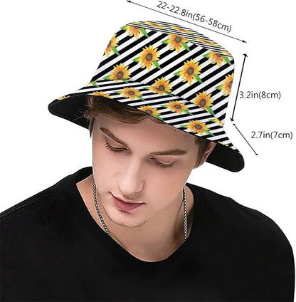 Bucket Hat for Women Men, Summer Print Hat Travel Packable Sun Cap Outdoor Hat for Women and Men