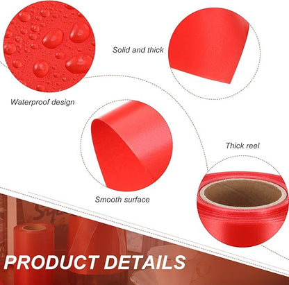 Syhood Outdoor Leaf Ribbon Floral Satin Ribbon for Crafts Aspidistra Waterproof Holiday Outdoor Decoration(2 Inch X 216 Yards,Red)