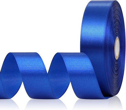 Blue Satin Ribbon 1 Inch, 60 Yards Royal Blue Ribbon for Hair, Flower Bouquet, Gift Wrapping, Crafts, Graduation Wreaths, Invitation Cards, Festival Decor