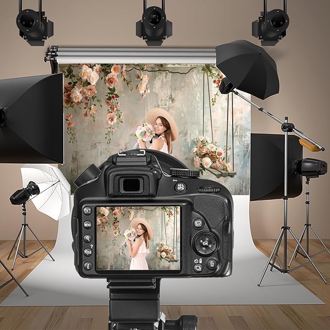 Baocicco 7x5ft Vinyl Vintage Flowers Wall Photography Backdrop Pink Rose Retro Wall Old Style Background Photo for Medieval Wedding Banner Bridal Shower Party Decors Princess Girls Birthday Studio