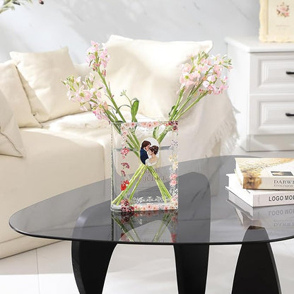 Acrylic Book Vase,Clear Book Vases for Flowers, Book Flower Vase, Small Vase, Book Lovers Gifts, Aesthetic Vases for Living Room/Bookshelf/Bedroom/Office Decor, Set of 3