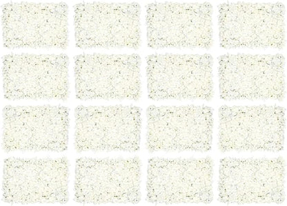 Gdrasuya10 20 PCS White Artificial Flowers Wall Panel,24''x16''Backdrop Flower Panels Decor,Romantic Floral Backdrop Artificial Flower Silk Fabric Wall Panels Decor