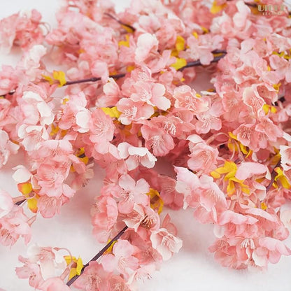Uieke Silk Cherry Blossom Branches, 39.3in Artificial Cherry Blossom Tree Stems, Fake Plum Blossom Flowers Arrangement for Wedding Home Japanese Decor, Set of 3, Pink