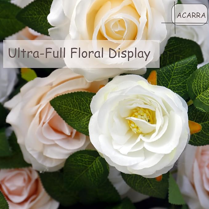 Artificial Flower Wall Panel 4×8 ft (1.2×2.4 m), Realistic Artificial Blooms, Photo-Ready Backdrop for Wedding, Parties & Photo Booth, Assembly-Friendly (Panel Only)