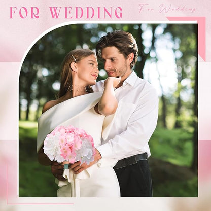 Unittype Silk Hydrangea Artificial Flowers Heads with Stems Faux Hydrangea Flowers for Wedding Centerpieces Bouquets DIY Floral Decorations for Home Indoor(White and Pink,200 Pieces)