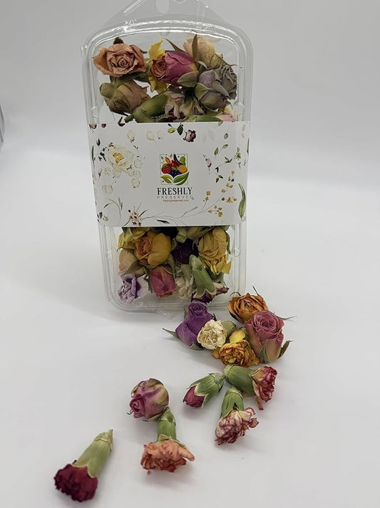 Freeze-dried Edible Roses and Carnation Buds |.2 ounces/20+ Mixed Flower Buds Edible Flower Cake Topper | Freeze-dried Edible Roses For Cakes | Edible Carnation Buds and Rose Buds
