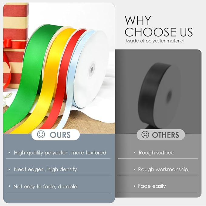 100 Yards 1-1/2 inch Satin Ribbon, Fabric Ribbon Solid Color Perfect for Gift Wrapping, Wedding, Handmade Bows, Floral Bouquets and Party Decoration(White)