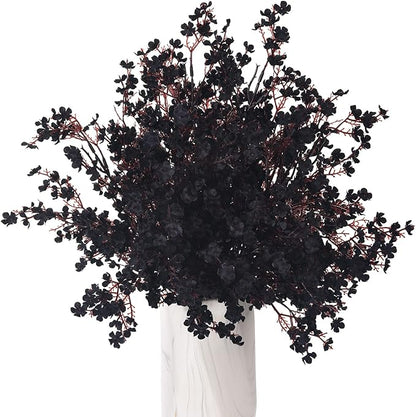 15PCS Artificial Baby Breath Flowers Fake Silk Real Touch DIY Floral Bouquets Decor Wedding Party Decoration Arrangements-Black