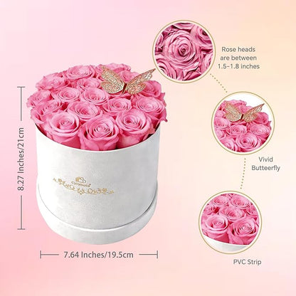 16 Preserved Roses in a Box, Preserved Flowers Gifts for Women, Forever Flowers for Delivery, Flower Birthday Gifts Box for Her, Mothers Day Rose Gifts for Mom, Sweet Pink