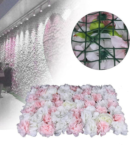 12 Pcs Artificial Flower Wall Panels 60x40cm 3D Flower Background for Wall, Wedding Flower Decorations Wall Silk Rose Panels for Candy Wall, Photo Areas, Stage Background Wall, 24 x16inch