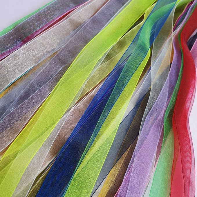 Chenkou Craft Solid Organza Ribbon Assorted 24 Yards Craft Bow Party Decoration Packing Ribbons (Mix, 3/4"(20mm))