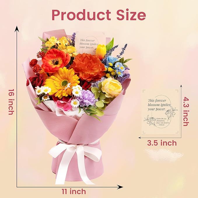 TINGE TIME Aritifical Flowers Bouquet, Rainbow Roses Gift Bouquet, Birthday Gifts for Women, Eternal Roses Bouquet for Grandma Wife Anniversary Housewarming