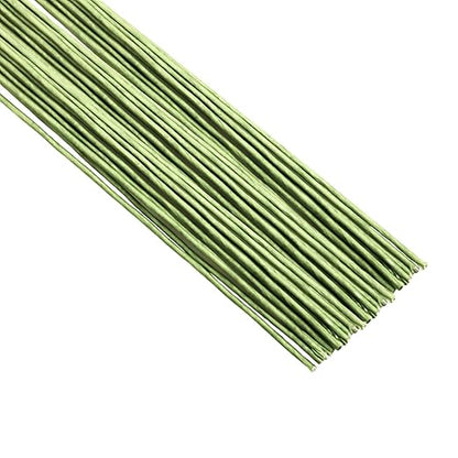 16-inch Green Paper Wrapped Flower Stems for Wedding Bouquets, DIY Floral Arrangements (Pack of 100) 16 Gauge Party Decoration Paper Flower Sticks
