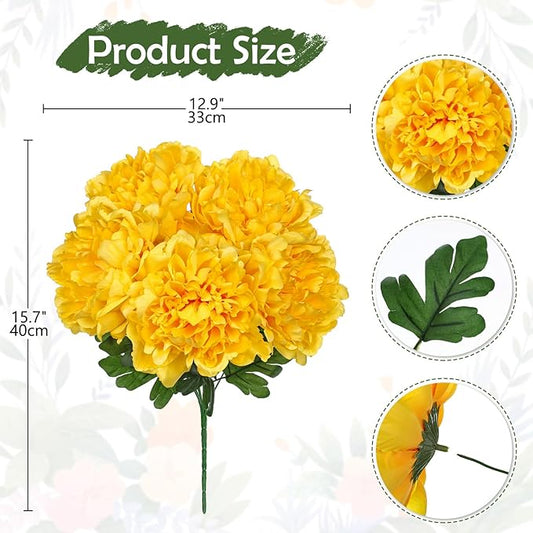 Briful Artificial Peony Flowers Bouquet 15.7" Faux Yellow Silk Peonies Floral Arrangement Fake Flower Stems for Home Office Wedding Party Table Vase Centerpiece Decor