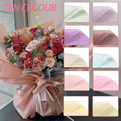 DNSGOOR 548Pcs Flower Wrapping Paper Kit with 200Sheets Waterproof Bouquet Wrapping Paper Decor Crowns 3D Butterfly Bouquet Pins Ribbons for Valentines Graduation Birthday Home Party