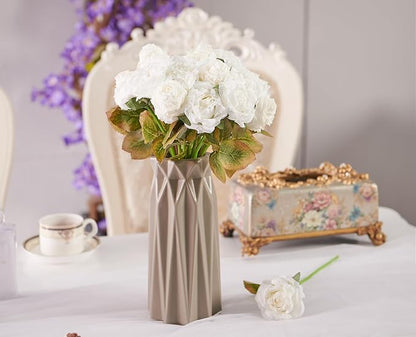 Rose Artificial Flower 28pcs Realistic Faux Silk Roses Fake Flowers Bouquets Arrangements Decor for Wedding Spring Mother's Day, Home Table Decorations, White Flower
