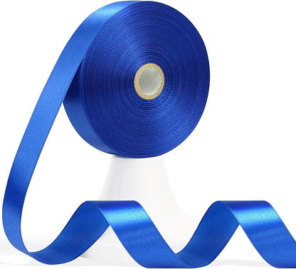 60 Yards Blue Satin Ribbon 7/8 Inch, Solid Polyester Fabric Ribbon for Gift Wrapping, Crafts, Flower Bouquet, Wedding, Baby Shower, Birthday Party, Christmas, Halloween