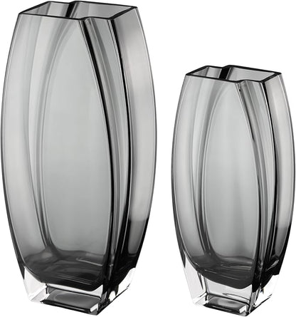Glass - Vase - Gray - Smoky Black - Grey - 12.6" Height - Heavy Durable - Made in Europe - by Barski