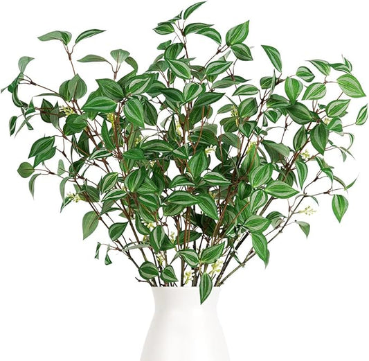 Melorca&Guilla Artificial Plants,6PCS 35" Green Faux Branches for Vase,Faux Greenery Stems Vase Branches Fake Plants Artificial Branches for Shop Garden Office Home Décor (6, Painting Orchids)