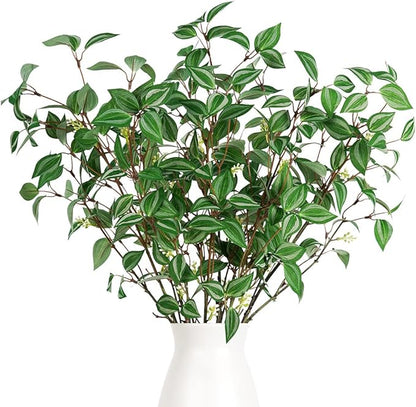 Melorca&Guilla Artificial Plants,3PCS 35" Green Faux Branches for Vase,Faux Greenery Stems Vase Branches Fake Plants Artificial Branches for Shop Garden Office Home Décor (3, Painting Orchids)