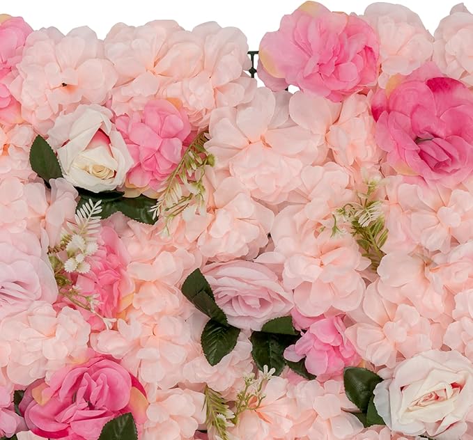 20 PCS Artificial Flower Wall Panel,Each Panel 24" x 16"3D Silk Rose Hydrangea Floral Backdrop,Handmade Eco-Friendly Flower Wall Photo Backdrop Decor (type3)