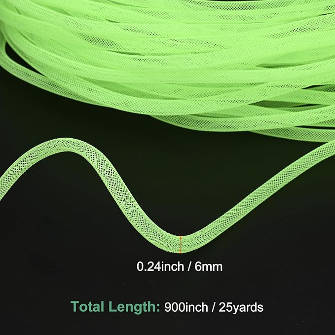 Mesh Tube Ribbon 25 Yards, 6mm Elastic Fabric Ribbons Mesh Tubing for Crafts/Gift Wrapping/Flower Bouquets/Wedding/Birthday/Holiday/Wreaths Christmas/Decoration[Light Green]