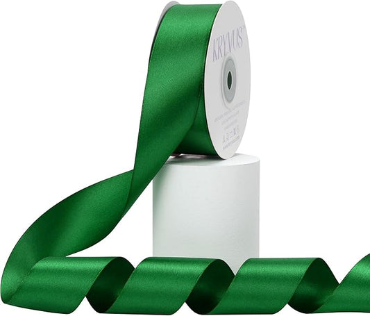 Green Satin Ribbon, Double Faced 1-1/2 Inch X 25 Yards Green Ribbon, Premium Satin Ribbon for Gift Wrapping, Crafts, Hair Bow Making, Sewing, Flower Bouquet, Wedding Party Decor
