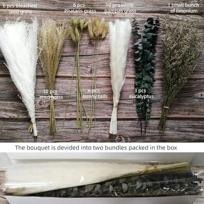 Musunny Natural Dried Flower Bouquet,17" Dried Flowers for Vase,Dried Floral Arrangements for Boho Farmhouse Home Décor Indoor with Pampas(Green)