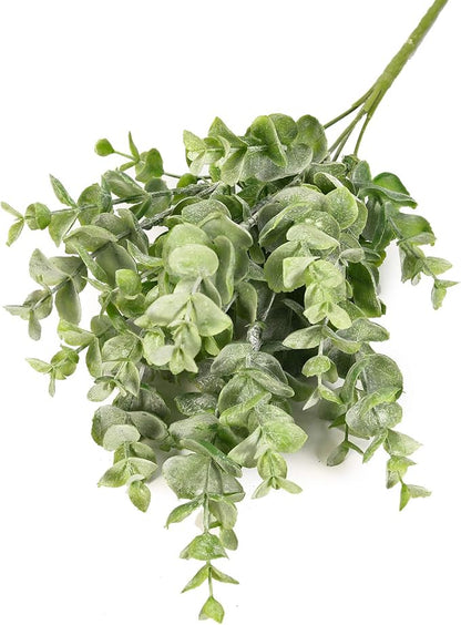Flojery 4Pcs Artificial Eucalyptus Plant Fake Silver Dollar Eucalyptus Branches Greenery Wedding Jungle Theme Party Home Decor (Green)