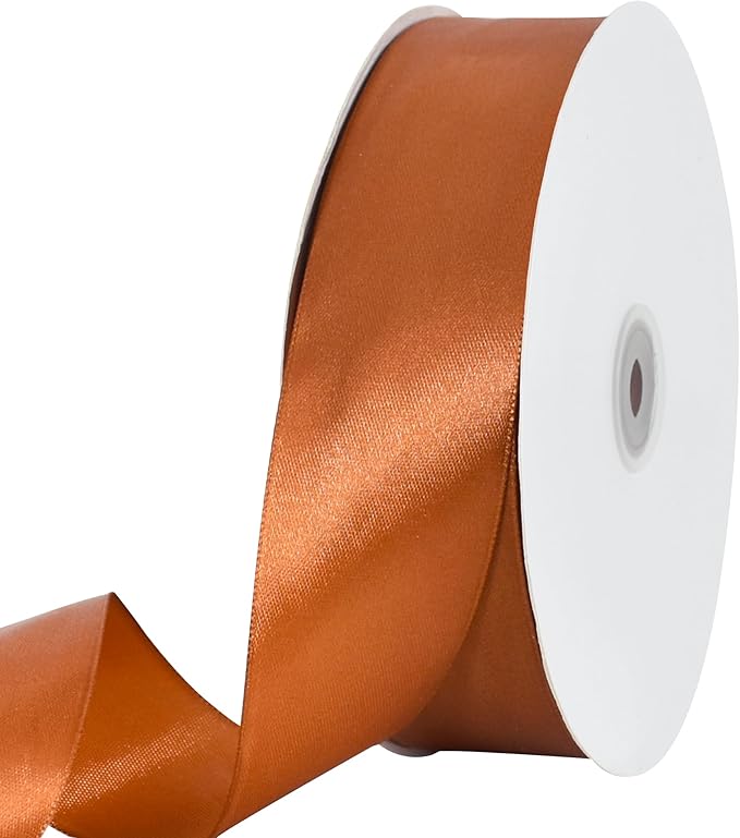 TONIFUL 1-1/2 Inch (40mm) x 100 Yards Copper Brown Wide Satin Ribbon Solid Fabric Ribbon for Gift Wrapping Chair Sash Valentine's Day Wedding Birthday Party Decoration Hair Floral Craft Sewing