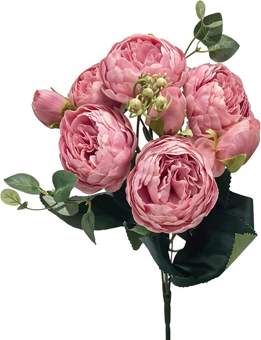 Artificial Peony Stems in Variety of Colors - Silk Faux Floral Home Decor (Sweet Pink)