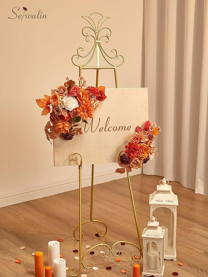 Serwalin Fall Flowers Artificial Flowers Burnt Orange Fake Cake Flowers for DIY Wedding Bridal Bouquet Centerpieces Floral Arrangement Fall Decor Baby Shower Home Decor